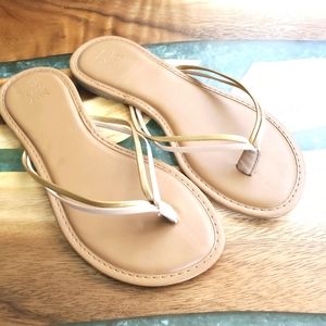 New York & Company Metallic Flip Flop Sandal | Size 6
